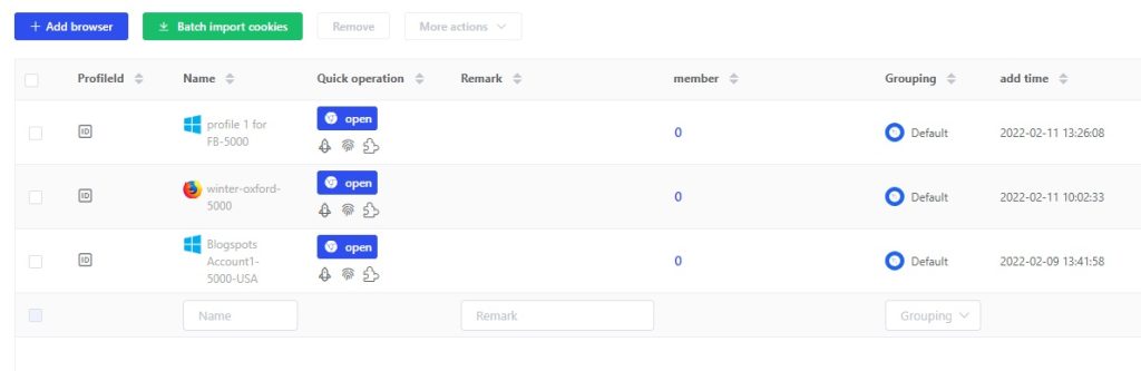 Lalicat browser profile dashboard