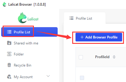Criar um novo navegador virtual